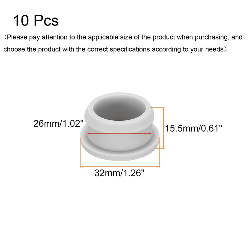 MECCANIXITY Silicone Snap in Locking Hole Plugs,Rubber Panel Seal Cover Flush Type Panel Round for Kitchen Rubber Bulkheads Waterproof Sealing Plugs 26mm/1.02 Inch Diameter Grey,Pack of 10