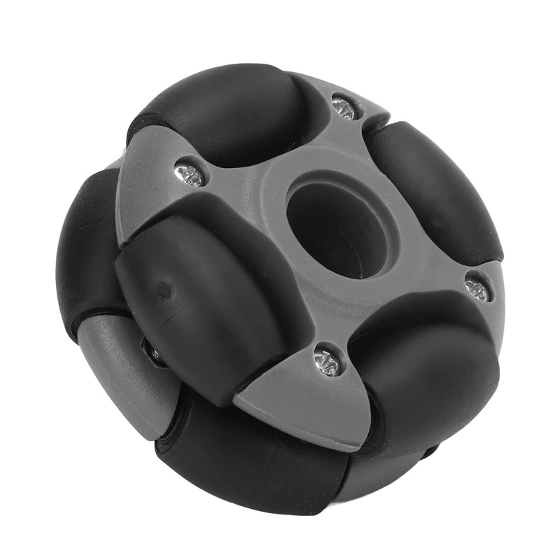 Omni Directional Wheel, Side Mobility Black Gray Load 2kg Omni Wheel 360 Rotating Nylon with Circular and Crossed Shaft Coupling for Robotic Competition