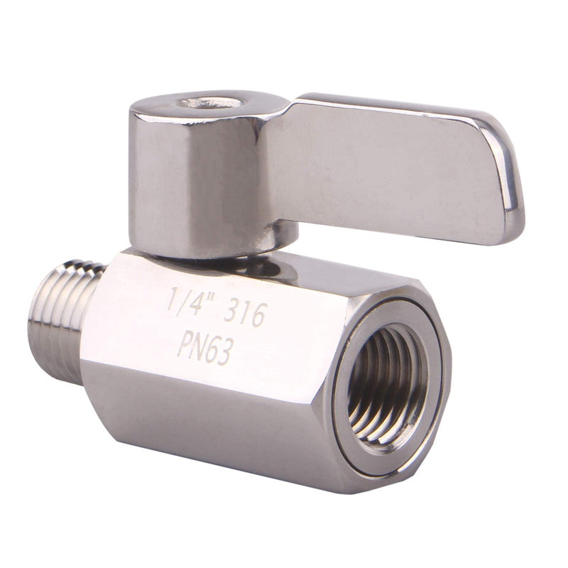 DERNORD 1/4 inch Stainless Mini Ball Valve NPT Female x Male Thread SUS316 Pack of 1