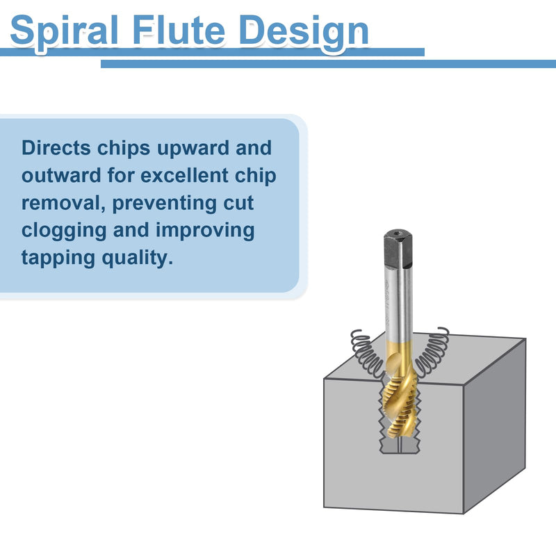 uxcell 2pcs Spiral Flute Thread Taps, 5/8-11 UNC H2 Screw Threading Tap, Titanium Coated 6542 High Speed Steel Machine Tapping Tools for Machinist Repair