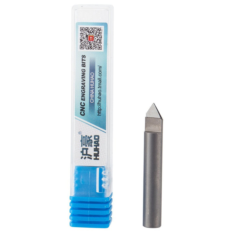 HUHAO 40 Degree 0.2mm Tip Diamond Engraving Bit Stone Tools 6mm Shank CNC End Milling Cutter Marble PCD Engraver Hard Granite Lettering Carving (3682)