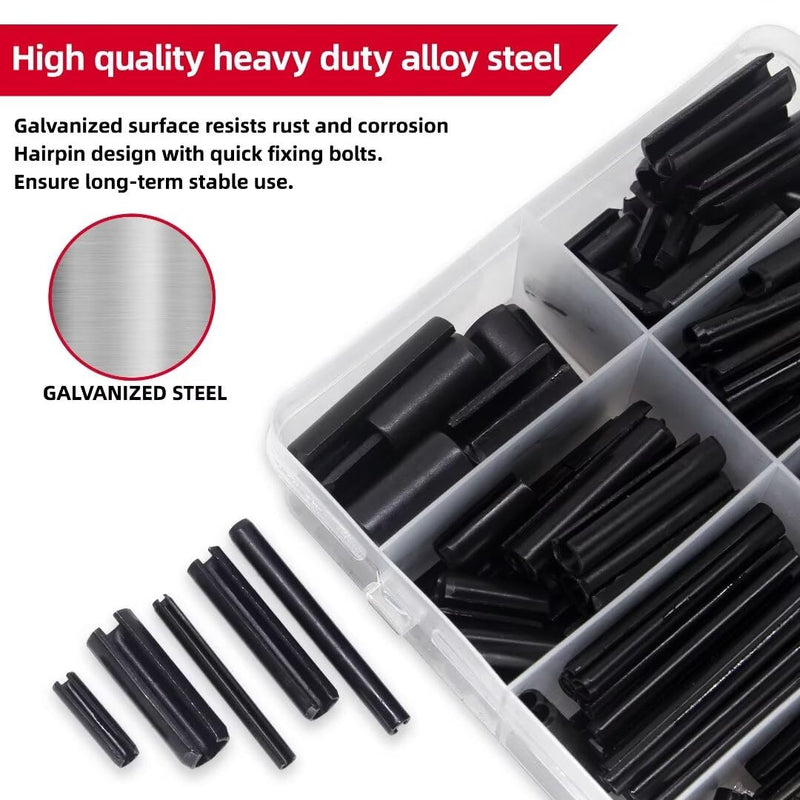 326PCS Roll Pin Set - 24 Sizes Spring Dowel Tension Roll Pins - 1/8 1/4 3/8 1/16 5/64 3/32 5/16 5/32 7/32 Split Expansion Pin Assortment Kit for Home Improvement… 326pcs SAE Roll Pins