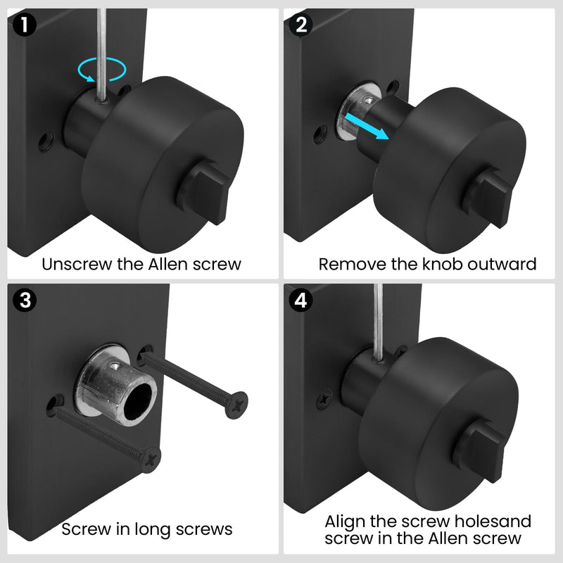 Matte Black Door Knobs with Lock and Key, Keyed Alike Door Knobs Exterior/Interior, Black Entry Door Lock for Front Door, 1 Pack