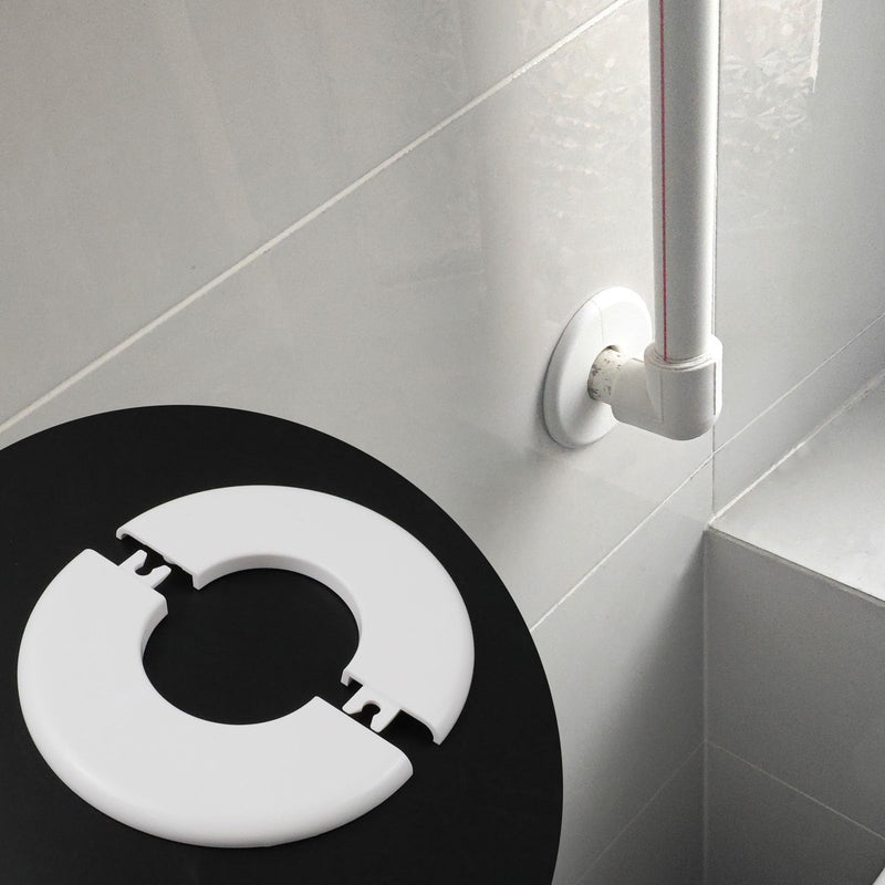 Antrader 4 Pack 2 Inch ABS Round Escutcheon Plate Plastic Wall Hole Decoration Cover Wall-Mounted Water Pipe Cover Round Shower Faucet Decorative Cover, White White-51mm ID