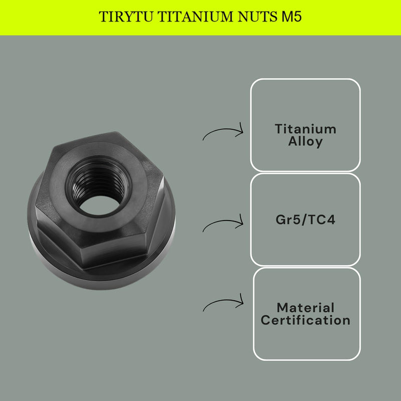 Titanium Flange Hex Nut M5, 10PCS, Black M5 0.8mm Pitch