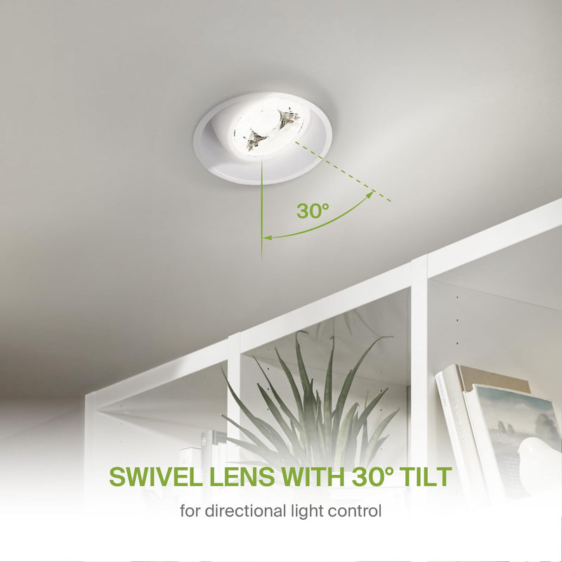 ASD 2 Inch Trimless Gimbal LED Recessed Ceiling Light Fixture, Adjustable Directional Downlight with Junction Box, 5CCT 2700K-5000K, 8W 717 Lumens, CRI90+, Anti-Glare, Dimmable, IC & Wet Rated, ETL 1 White Gimbal 1 Pack 2" 8 Watt