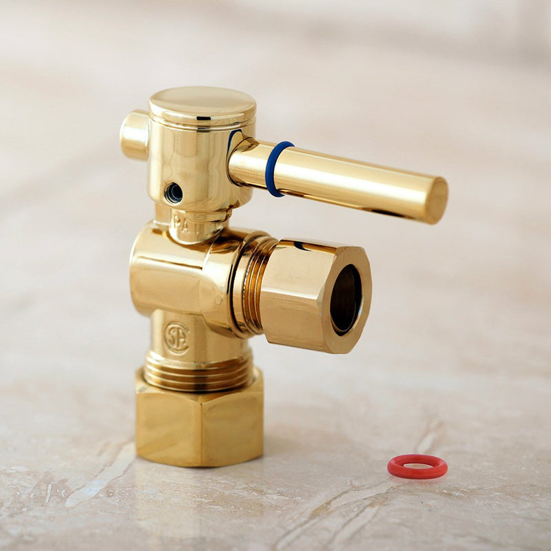 Kingston Brass CC54402DL Concord Decorative Quarter Turn Valve with 1/2-Inch OD Compression and 5/8-Inch OD Compression, Lever Handle, Polished Brass