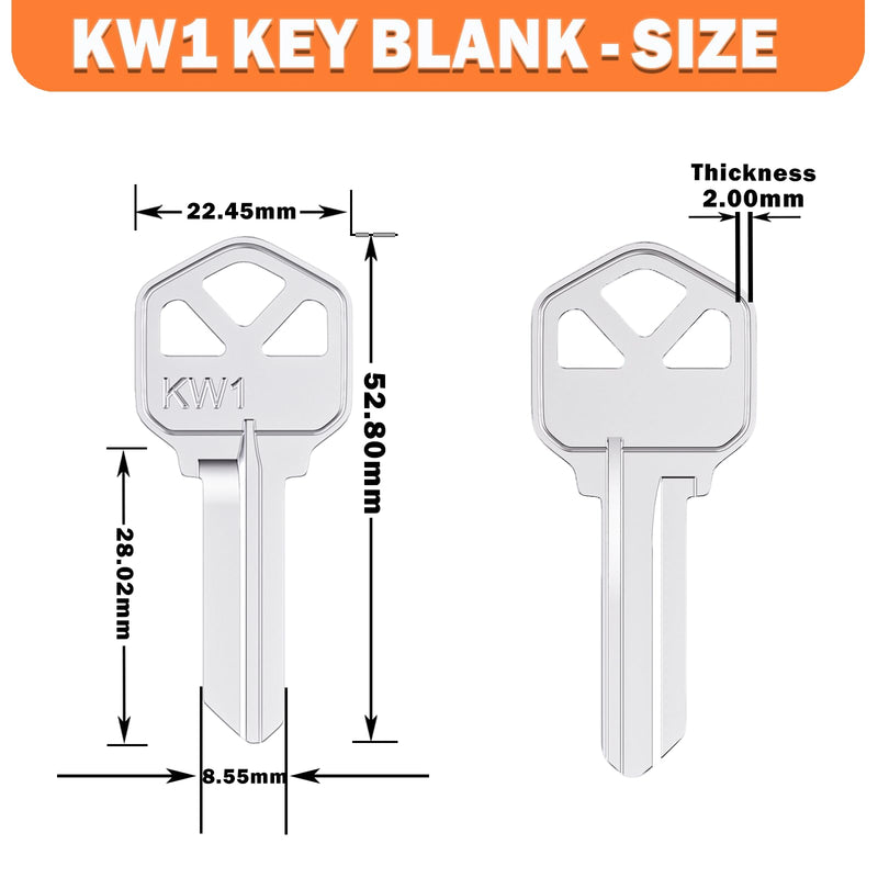 50Pcs Key Blanks Assortment, Uncut Key Blanks KW1 SC1 M1 Blank Keys for Home and Professional Use Nickel