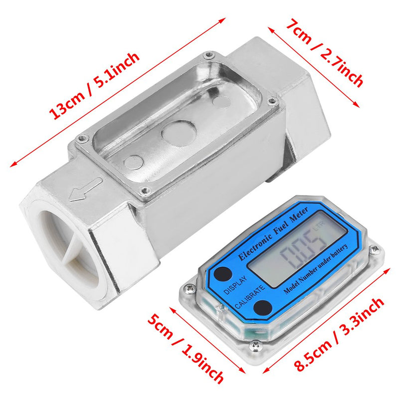 Turbine Meter 15-120L/min 1.5inch NPT Digital Meter HD Displays Water Meter Oil Fuel Gasoline Meter Blue