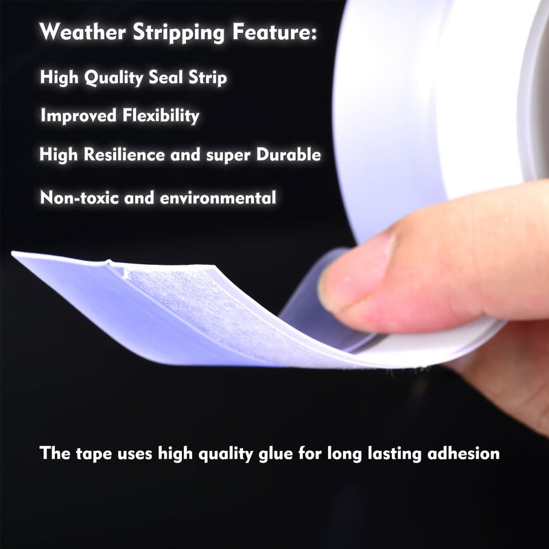 Silicone Seal Weather Stripping Tape 16.5 Feet Strip Bottom Draft Insulation Stopper Tape Weatherproof Soundproof for Door or Window Bathroom Shower Glass Gaps（45mm*5m） 45 MM 16.5FT