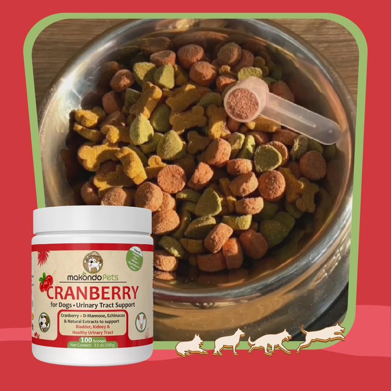 Dog Cranberry Supplement - Natural Dog UTI Treatment & Kidney Support for Dogs. Dog Supplement Powder Same as Cranberry Pills for Dogs. Puppy Supplies for Dog Pee Health - Dog Incontinence Product 100 Serves - PawsPlanet Australia