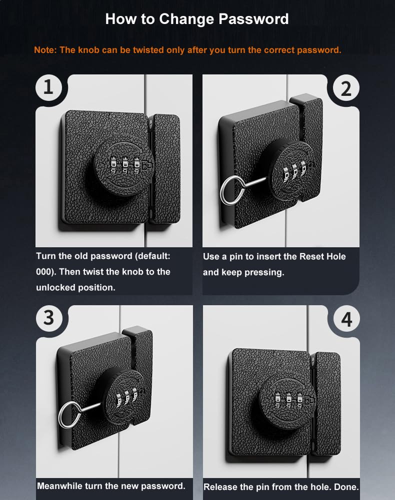 ETEKJOY Keyless Cabinet Lock 3-Digit Combination for Swinging/Sliding Door Drawer Cupboard Locker Closet Wooden Box Hook-Locking (Black, 180 Degree) Black