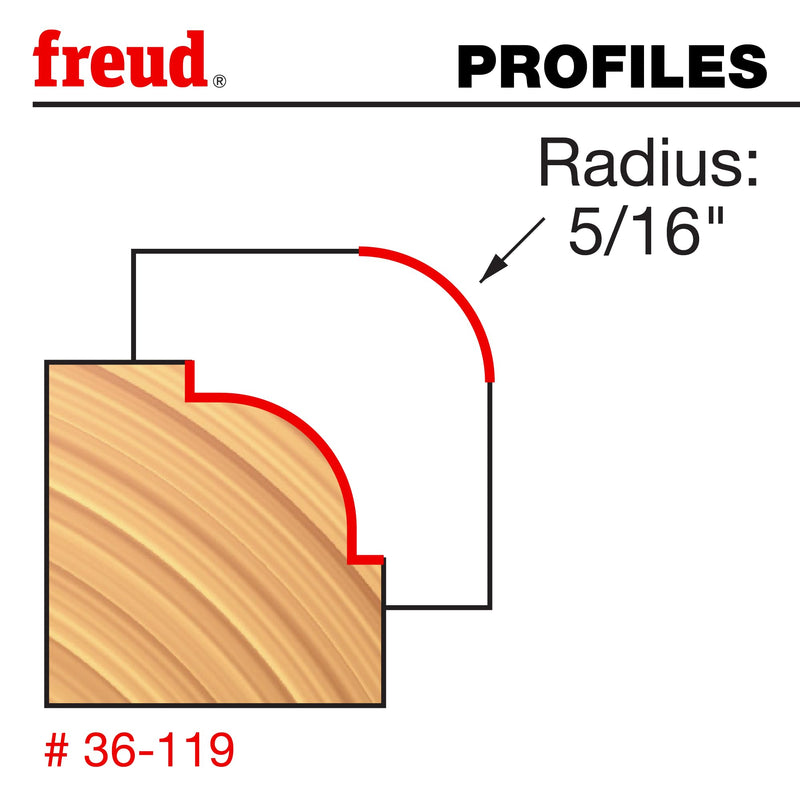 Freud 36-119: 3/16" Radius Beading Bit with 1/2" Shank
