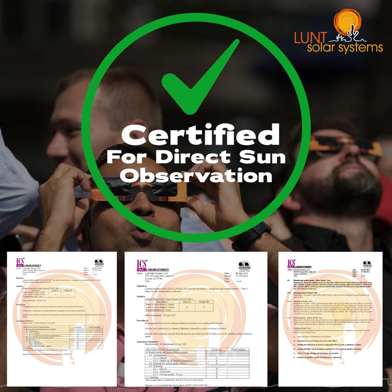 Lunt Solar Eclipse Glasses 5-Pack - ISO & CE Certified, AAS Approved for 2026 Eclipse in Spain & EU (UK, Germany, France) Regular