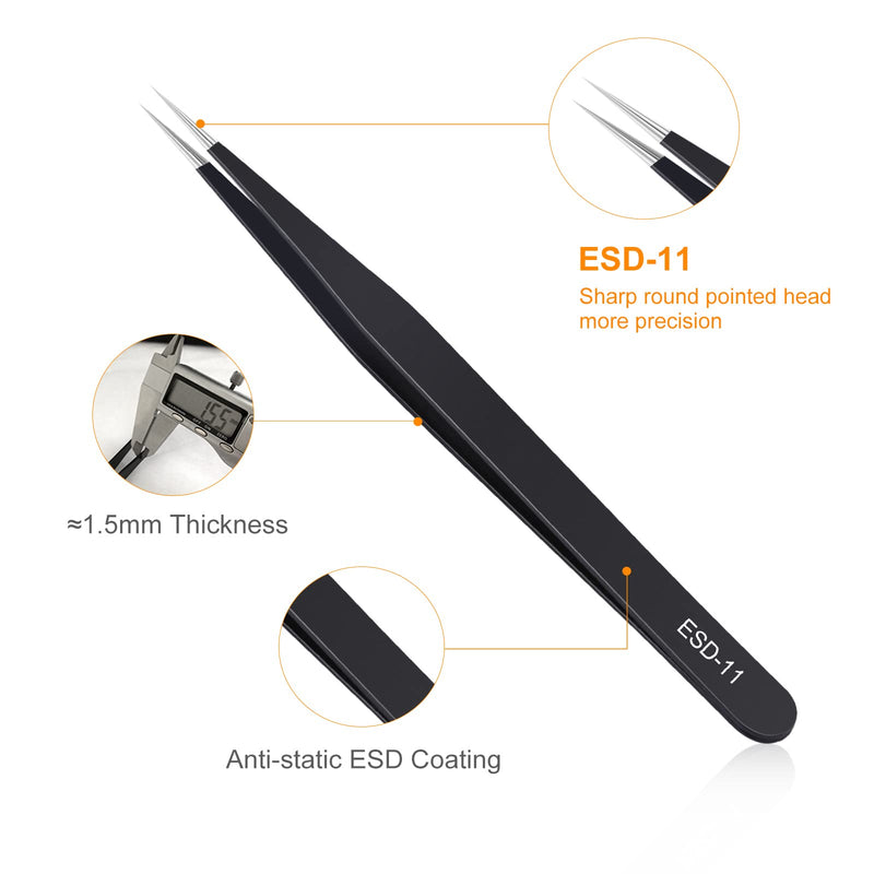 3PCS Precision Tweezers Set, Upgraded Anti-Static Stainless Steel of Tweezers, for Electronics, Soldering, Laboratory Work, Jewelry-Making, Model, Craft 3