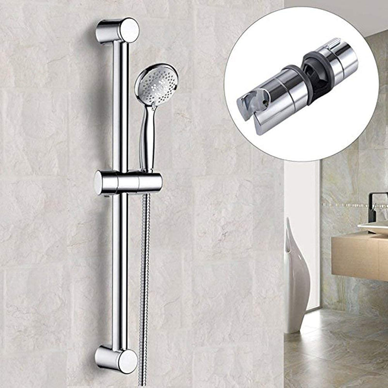 Adjustable Shower Head Holder for Slide Bar,Universal 18-25MM O.D. Rail Head Bracket Holder for Slide Bar Slider Clamp Bathroom Replacement 360 Degree Rotation Sprayer Holder (ABS Chrome)