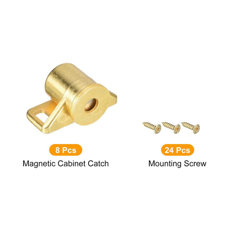 uxcell 8 Set Magnetic Cabinet Door Catch Zinc Alloy Magnet Cabinet Latch Closure Hardware for Kitchen Cupboard Closet Furniture Doors, Gold