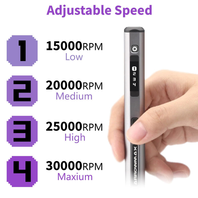 AM ARROWMAX Mini Engraving Pen: Ultimate Cordless Portable Tool for Artists & DIYers - Engrave 50+ Surfaces - Beginner Friendly - Engraving Pen for Bead, Metal, Wood, Glass and Plastic Grey-simple