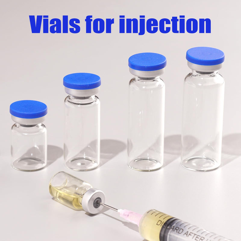 otwooi 10ml Sealed Empty Vials for Injection, Transparent Glass Vials Self-Healing Injection Port, Liquid Sample Storage Vial with Caps(10pcs) 10