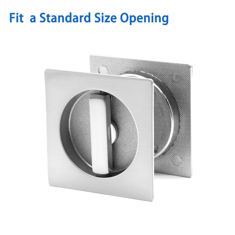 Dontay Pocket Door Passage Lock,Double Sided Rotation Privacy Lock with Large Lever,No Key Flush Mount Latch,Fits Bed&Bath Room Doors Thickness 1-3/8 to 2-3/16 inch(Brushed Nickel,1) Brushed Nickel
