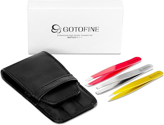 Gotofine Popular Tweezers with Case Stainless Steel Tweezers Set of 3 Easy to Use Eyebrows (3 Colors) - NewNest Australia