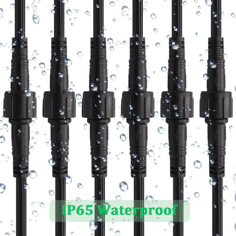 mxuteuk 6 Pairs 22AWG 2 Pin Electrical Connector,5.87in/15cm Wire Waterproof Male Female Connector,for LED Strip,Car,Truck,Boat