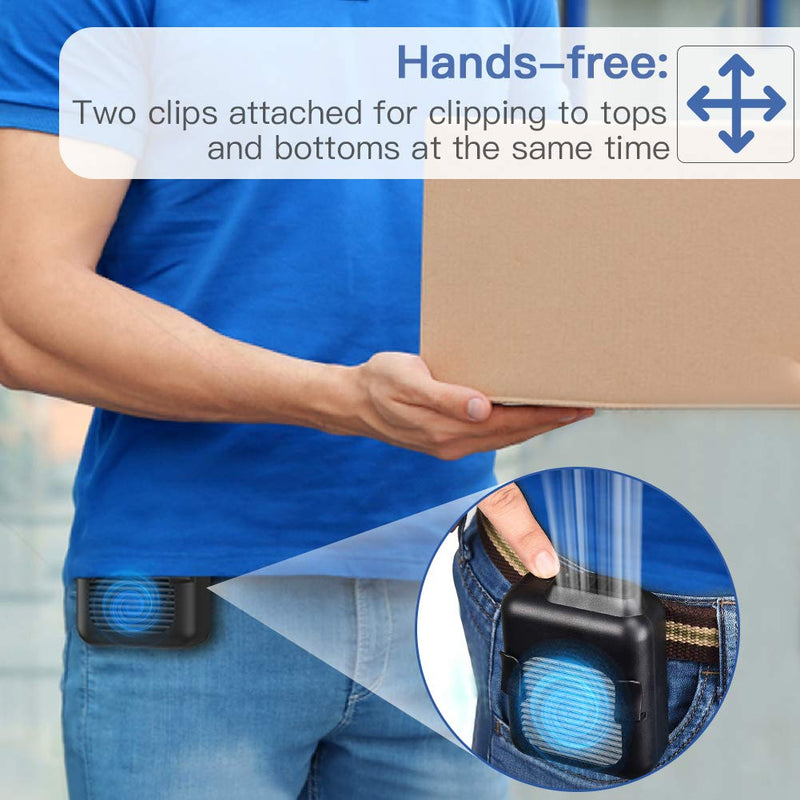 Koonie Portable Mini Waist Belt Fan Rechargeable, 23h Use Time, 5100RPM Strong Airflow with 3 Speed Levels, Hands-free Necklace Fan for Blue Collar, Weeding, Personal Under Shirt Cooling for Outdoor 6000mAh 23H