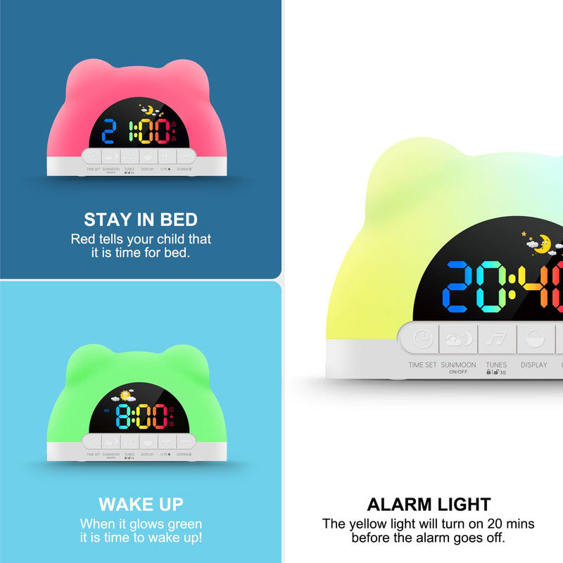 Alarm Clock for Kids, Ok to Wake Clock with Green Light Red Light, Children's Sleep Trainer,10 Ringtones,3 Brightness, Dual Alarms, Digital Alarm Clock for Adults Boy Girl Toddler Bedroom