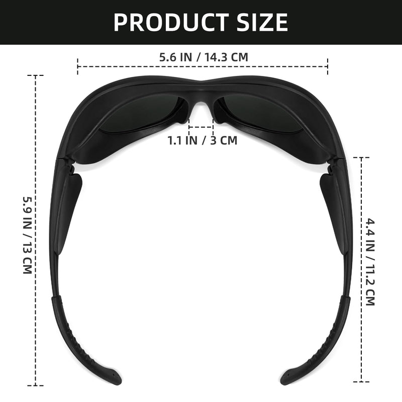 Wrap Around Side Shields & TR90 Frame Laser Safety Glasses, ANSI Z87.1 for Welding/Red Light Therapy Black-2
