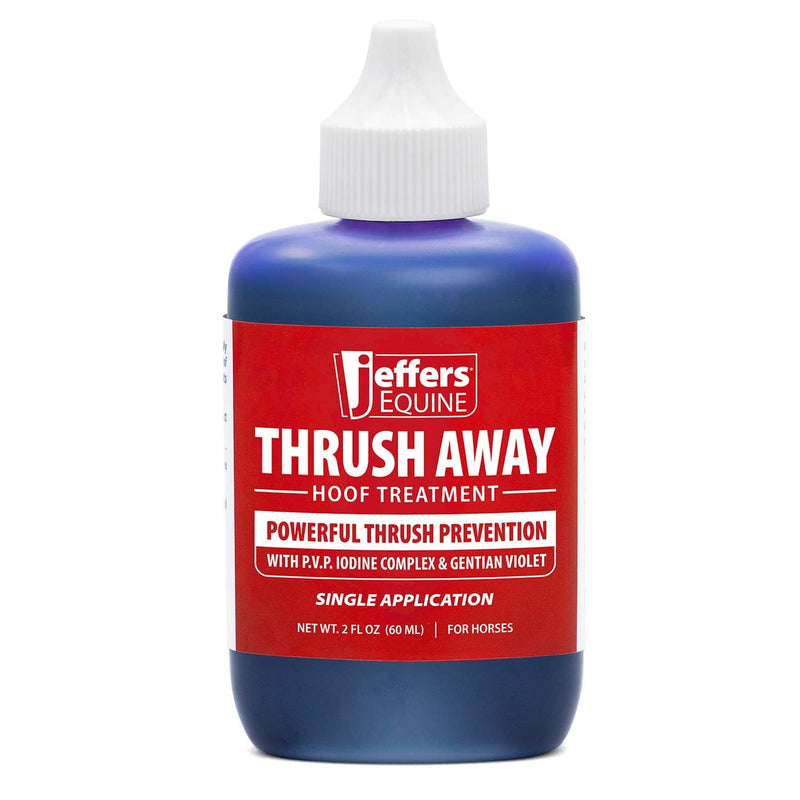 Jeffers Equine Thrush Away 2 Oz Iodine Hoof Solution for Horses – White Line, Frog, Pads, Farrier, Grooming, Stable, Ranch, Farm – Easy Application Hoof Care for Wet & Dry Conditions