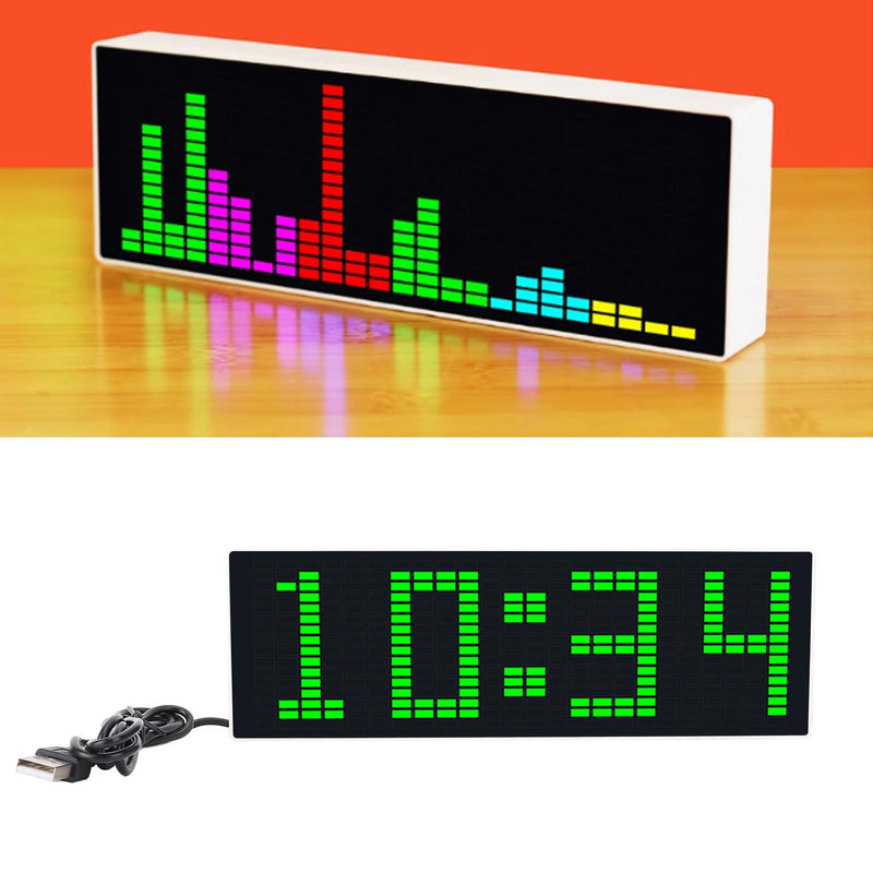 384 LEDs Music Spectrum Display, Audio Spectrum Analyzer Delivering 84 Dynamic Effects, Voice Controlled Rhythm Light with Electronic Clock Function