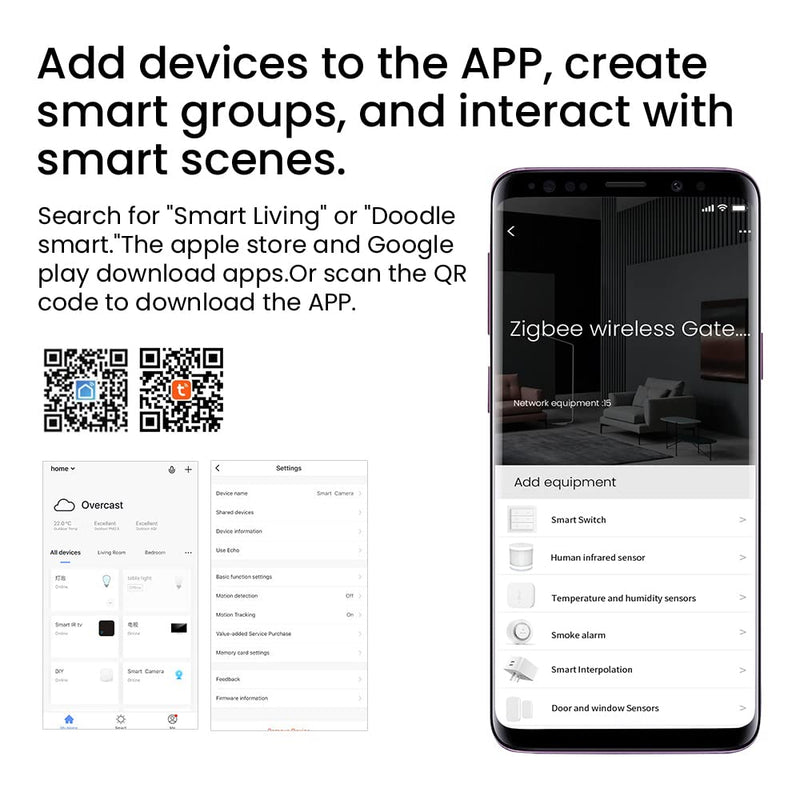 ZigBee 3.0 Hub WiFi & Bluetooth Dual Mode Gateway,Tuya Smart Home Bridge Wireless Remote Controller,Intelligent Bridge Wireless Smart Home Gateway Voice Control via Alexa, Google Home