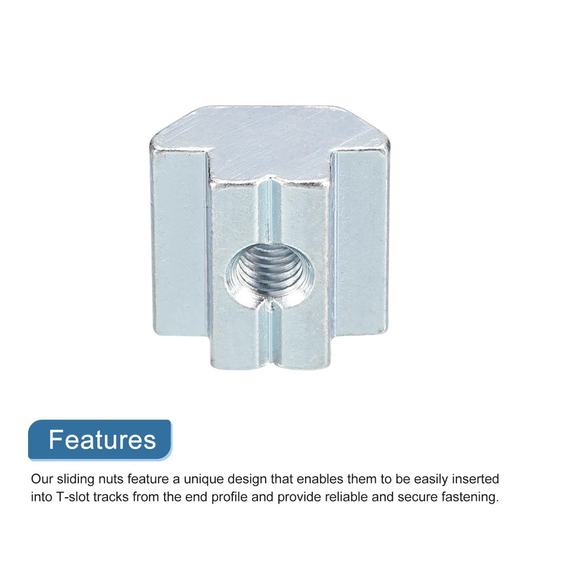 uxcell t Nuts, 24pcs - Galvanized Carbon Steel t Slot Bolts, 4545 Series M6 Hammer Head Fastener, Sliding t Nuts for Aluminum Extrusion Profile (Silver)