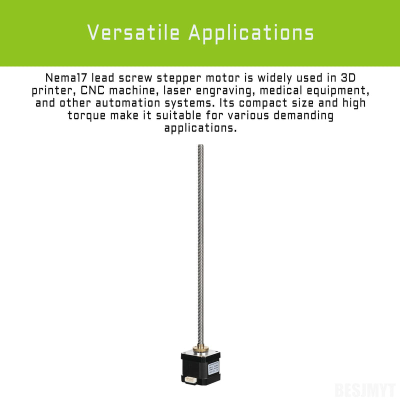 Nema 17 Stepper Motor Integrated 11.81in(300mm) T8 Lead Screw Standard Step Angle 1.7A 0.4Nm(56.64oz.in) Bipolar High Torque 42x40 Motor 2 Phase 4 Lead for 3D Printer DIY CNC with 1m Cable 1.66x1.66x1.58in - 11.82in