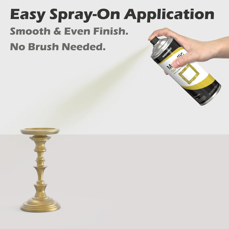 NADAMOO Metallic Spray Paint, Gold - Fast-Drying Finish for DIY Crafts, Models, Furnitures & Home Decor, Covers Plastic, Wood, Metal - 2 Cans 12.5 Ounce (Pack of 2)