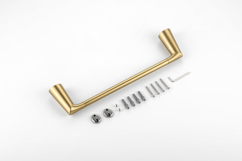 Wall-Mounted Towel Bar- Inspire Series, Heavy Duty, Rustproof Zinc Alloy and SUS201 Hand Towels Holder for Bathroom and Kitchen, Modern Towel Rack Hanger with High Weight Capacity - (Brush Gold) Brush Gold