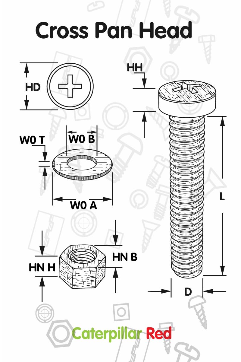 20x Clear Acrylic Pan Head Screws, Nuts & Washers M12 x 40 mm (15/32 x 1 37/64 in)