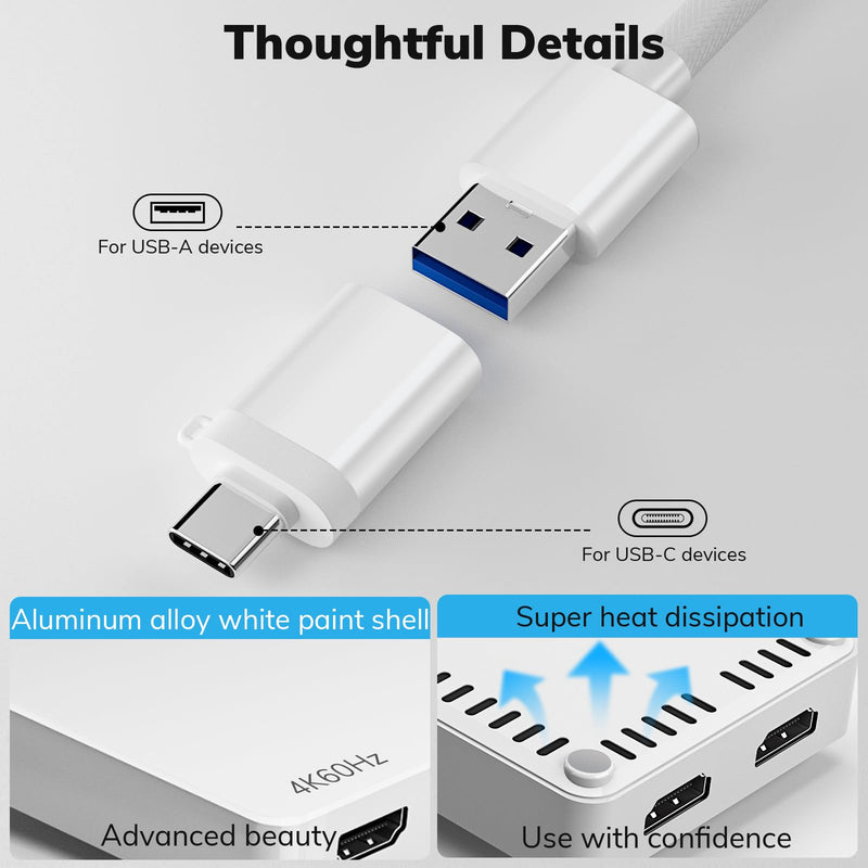 USB C to Dual HDMI Adapter 4K 60Hz - DisplayLink DL6950 Extend/Mirror to Dual Monitors for MacBook M1 M2 M3, Windows 11/10 PC, Android, Chrome OS - Thunderbolt & USB 3.0 A Compatible HDMI+HDMI