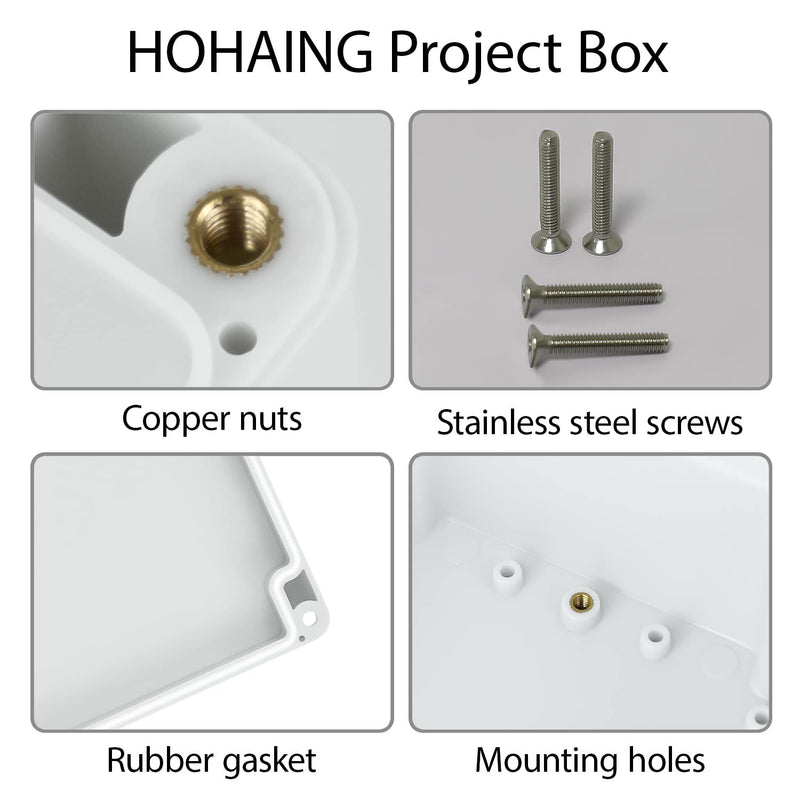 Junction Box Waterproof Plastic Project Box IP65 Plastic Project Box Electrical Box Enclosure Gray White 7.87"x 4.72"x 2.95"(200x120x75mm) 7.87"x 4.72"x 2.95"