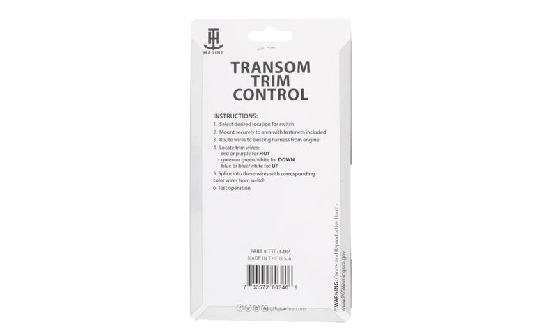 T-H Marine TTC-1-DP Push Button Transom Trim Switch, Black