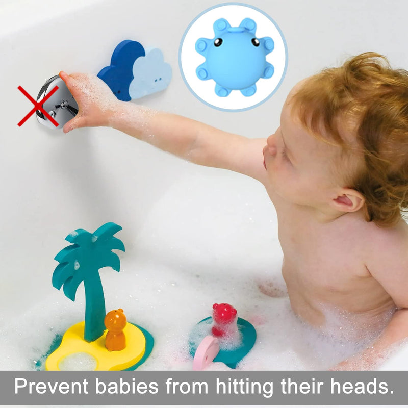 Bathtub Overflow Drain Cover Tub - Silicone Bathroom Overflow Drain Cover, Bath Tub Overflow Cover, Bathroom Spa Accessories, Adds Inches of Water for Deeper&Warmer Bath，Blue Blue