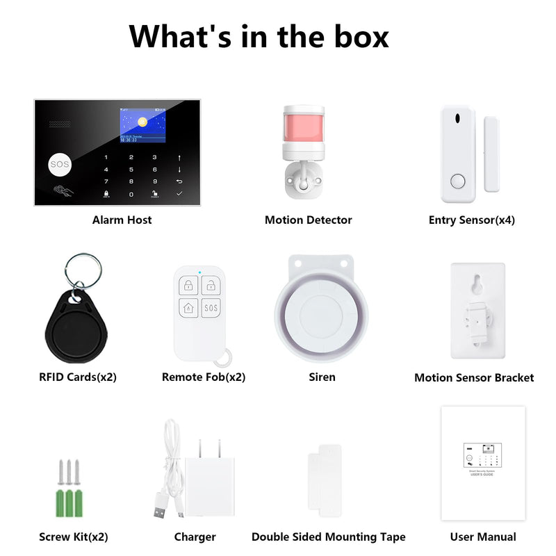 Home Security System, Wireless WiFi Tuya Smart Home Alarm System, No Monthly Fee, for Kids and Pet Safety, Compatible with Alexa and Google, for Apartment House Office, Villa(11 Pieces) G30 Alarm System