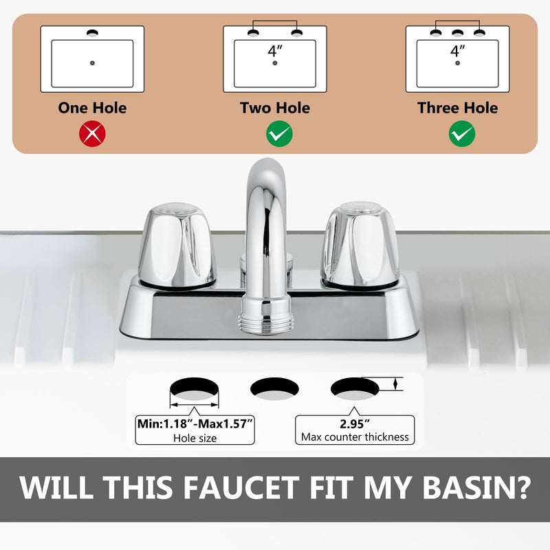 2 Handles Utility Laundry Sink Faucet 4 Inch Centerest Laundry Faucets for Utility Sink Laundry & Utility Room Sink Faucet with Swivel Spout and NPT3/4 Threaded End Polish Chrome