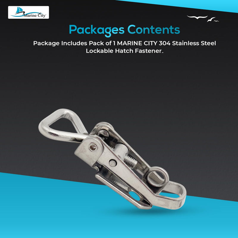 MARINE CITY Lockable Hatch Fastener, 304 Stainless Steel, Adjustable Length, Corrosion-Resistant, Compact Design,Ideal for Boats, Yachts, and RVs Small