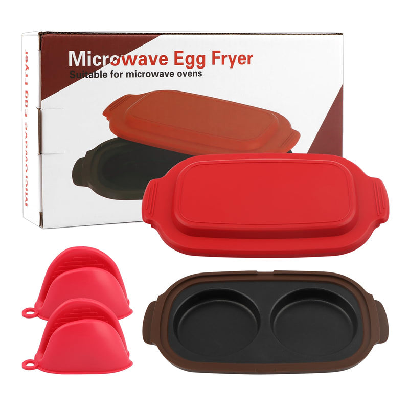 Quick-Heat Microwave Egg Cooker & Poacher, Non-Stick 2 Eggs Maker for Breakfast Sandwiches, Portable Multi-use Egg Fryer for Home,Travel,Gifts, Dishwasher-Safe, Save Time