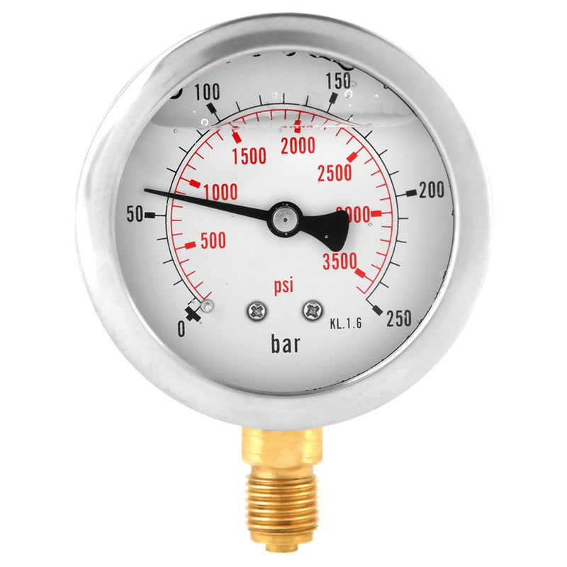 Hydraulic Pressure 0-250Bar 0-3750PSI G1/4 63mm Mini Dial Pressure Meter Double Scale Manometer Instrument for Water Oil Fuel