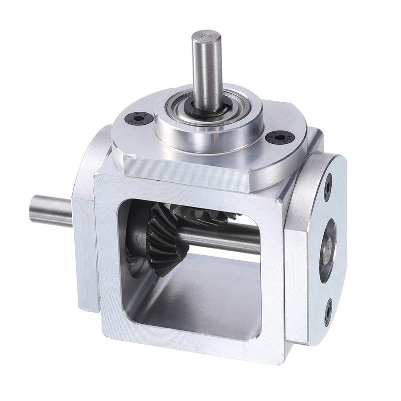 uxcell Gear Box 90 Degree Right Angle Bevel Gearbox 1:1 Single Output Shaft 1 Module 20 Teeth Bevel Gear Aluminum Frame Simple Mechanical DIY Module with 6mm Shaft