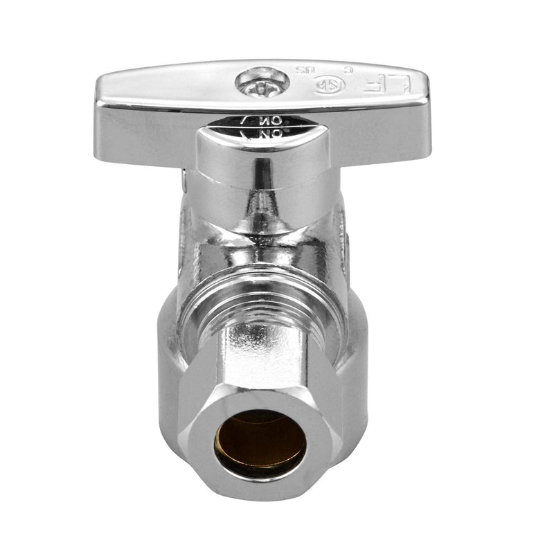 2 Pack Premium Brass Chrome plated 1/2" FIP Female Thread x 3/8 Inch OD Compression Quarter Turn Water Angle Stop Valve Shut Off