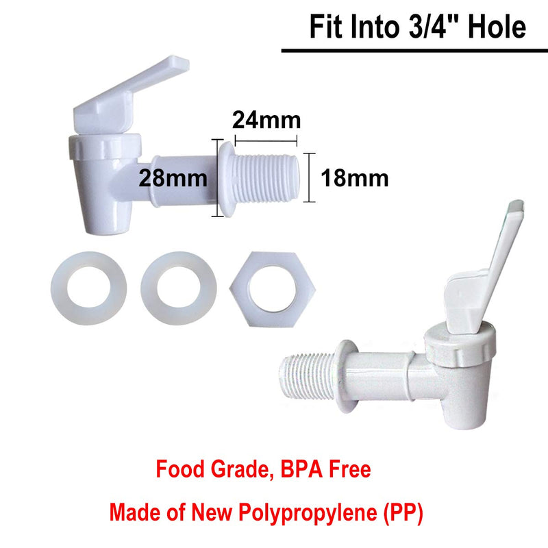 Replacement Cooler Faucet 2 White and 2 Blue Water Dispenser Tap Set. BPA Free Plastic Spigot..