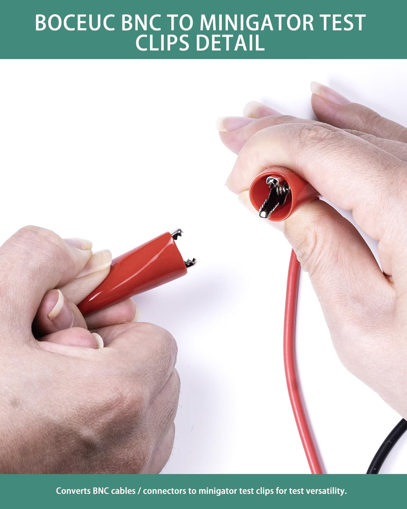 BNC Test Leads, BNC (F) to Alligator Clip, Test Lead Breakout Cable for Multimeter, 5A Current Rating, 1 Pack Female Plug